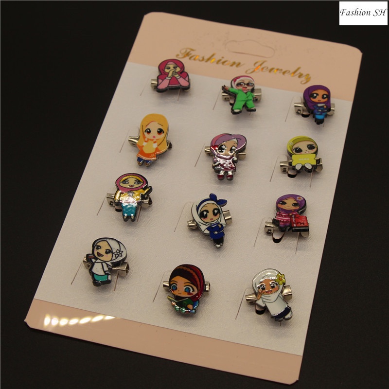 12pcs cartoon character cute personality creative badge coat brooch