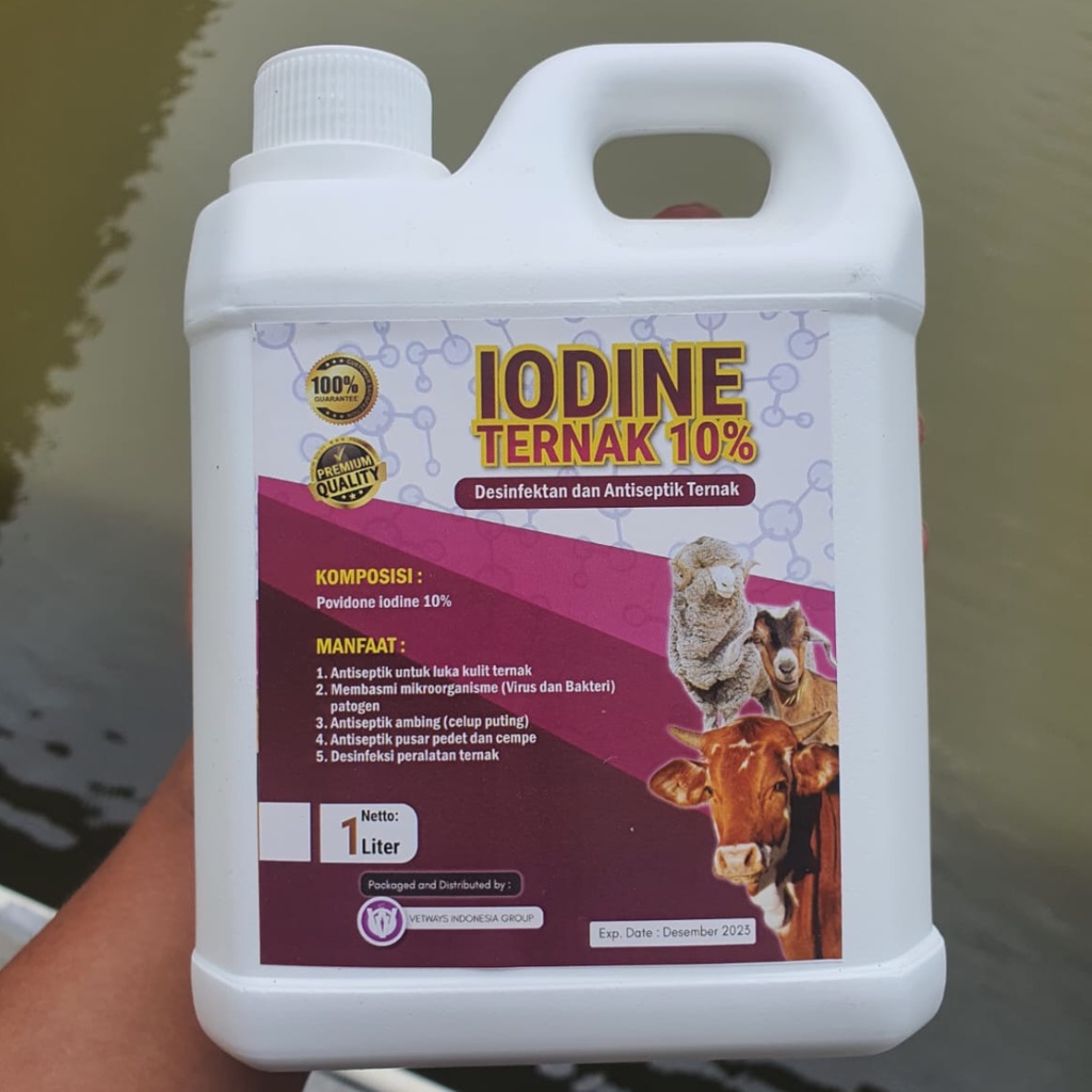 IODINE TERNAK 10% By VETWAYS - Desinfektan dan Antiseptik Ternak 1 LITER