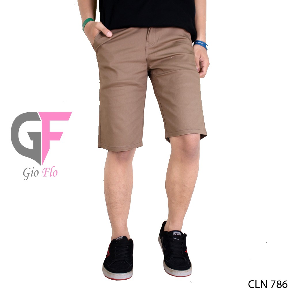 GIOFLO Outfit Pria Celana Chinos Pendek Kekinian Coklat Muda / CLN 786