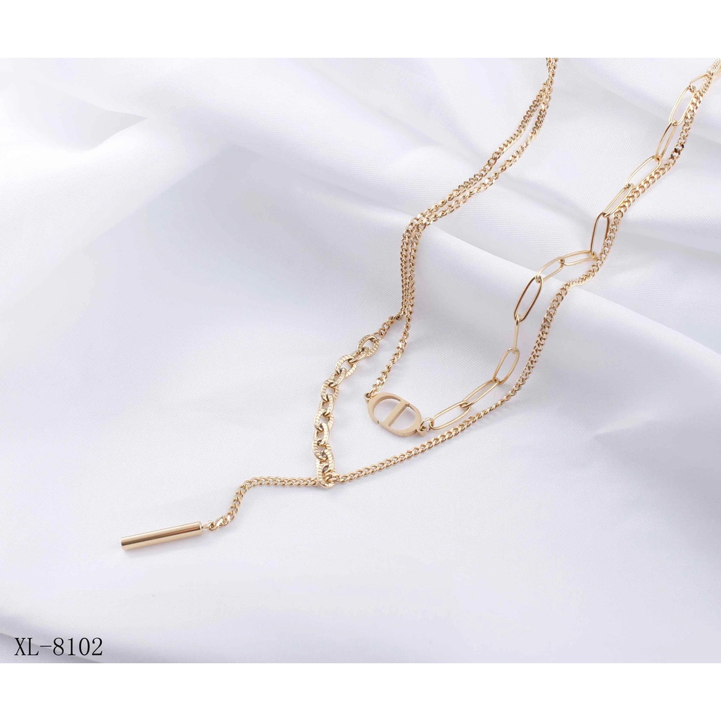 Kalung Titanium Rantai 2Susun Perhiasan Fashion 166,8102