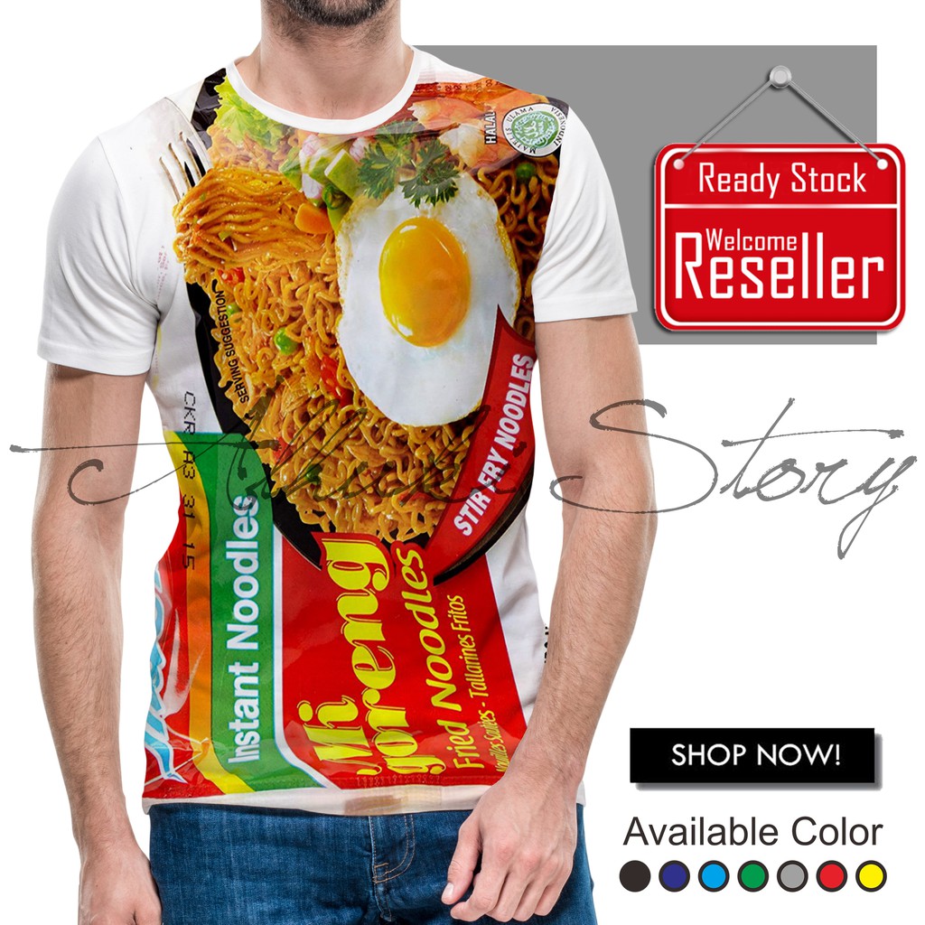  Baju  Kaos  3D Motif  Indomie Full Print High Quality Pakaian 
