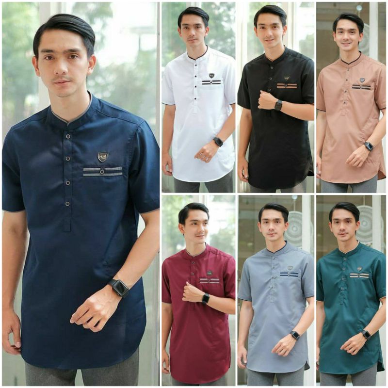 SIZE M L XL XXL Baju Koko Kurta Dewasa Lengan Pendek Material Catton  Adem Serap