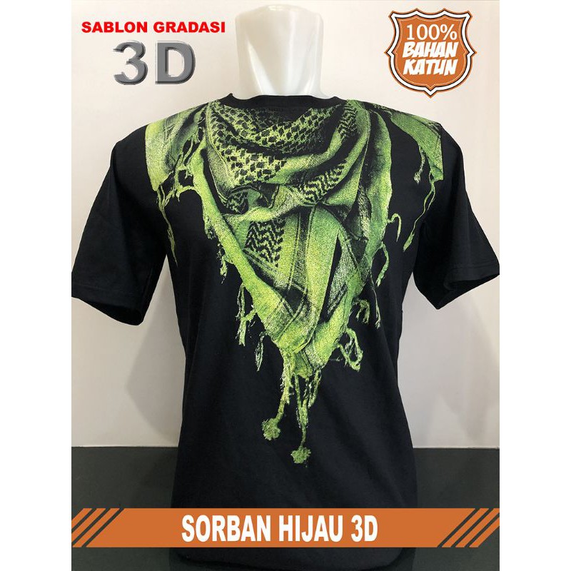 FANSHOP XP Kaos Dakwah Islami Hijrah Tauhid Sorban 3d Palestine-Hijau