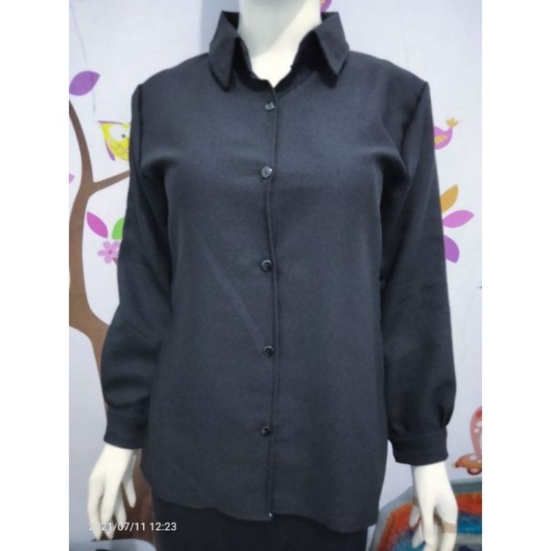 KEMEJA WANITA POLOS BASIC / GIOVANI SHIRT BASIC WANITA / KEMEJA POLOS CASUAL PUTIH HITAM