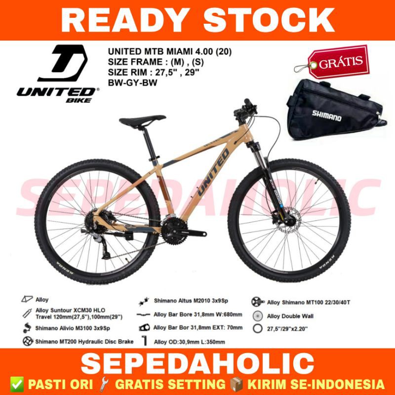 Sepeda Gunung MTB UNITED MIAMI 4.00 27.5" & 29" Inch Alloy 27 Speed