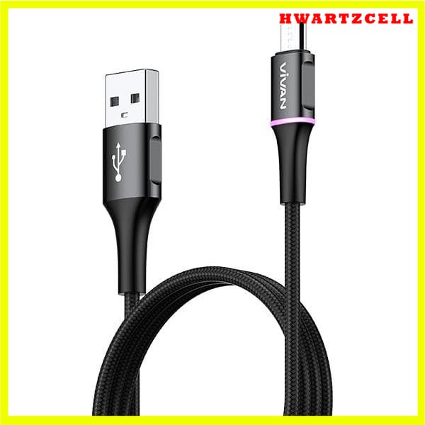 Vivan VDM100 VDM200 Micro USB Data Cable 2.4A LED Light Quick Charge