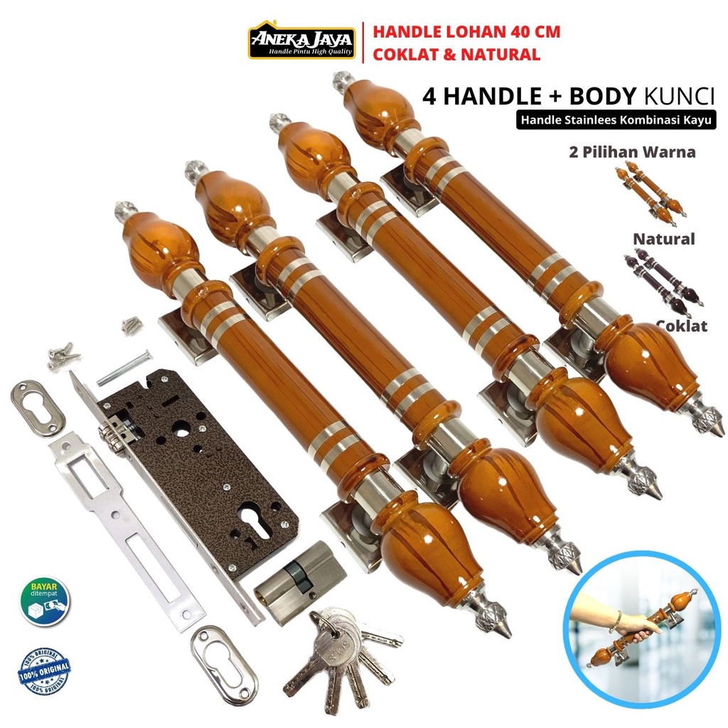 1 set handle pintu kunci panjang 40 cm / gagang pintu / tarikan pintu / pegangan pintu rumah minimalis
