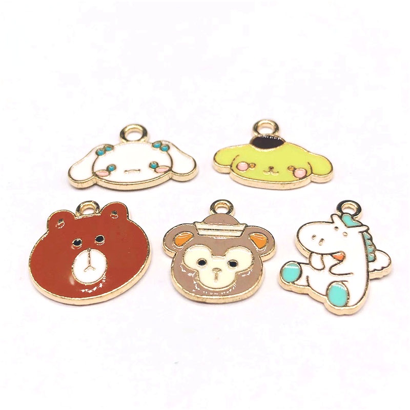 4pcs Liontin Enamel Bentuk Hewan Kuda Monyet Beruang Bahan Alloy Charms