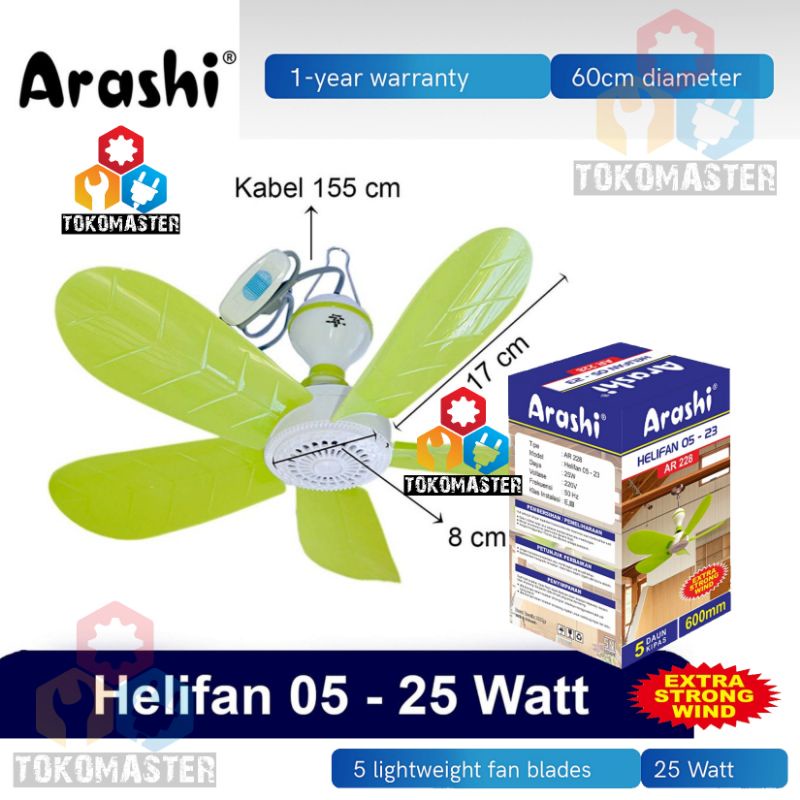 5baling Kipas Angin Gantung Arashi Helifan AR-228 23 Watt 25w