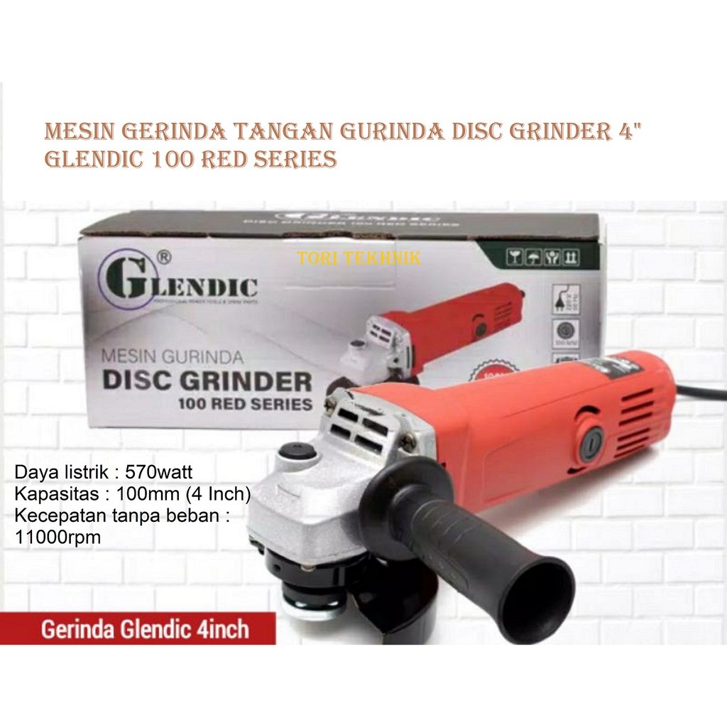 Mesin Gerinda Tangan Gurinda Disc Grinder 4" Glendic 100 Red Series