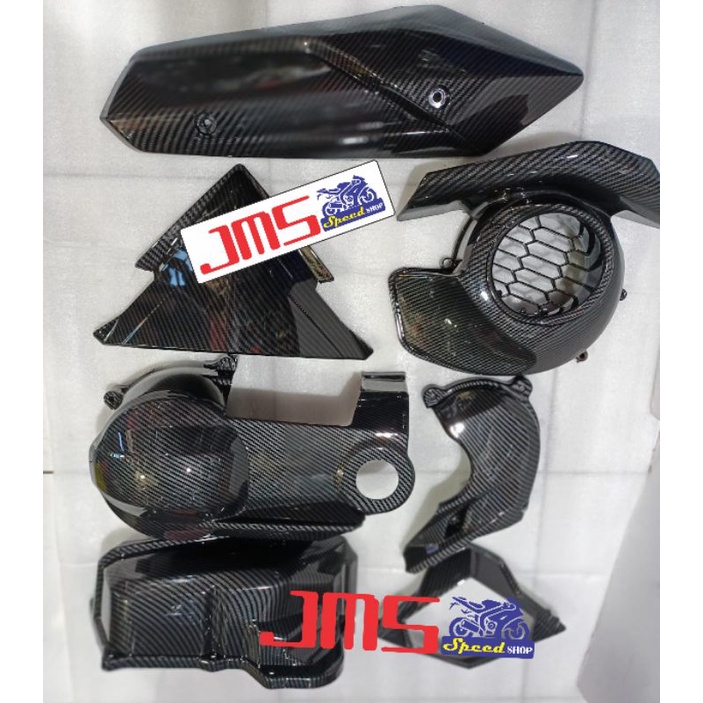 paketan cover tutup carbon kipas dan knalpot visor depan speedo meter cvt filter hawa keong sambungan cvt mio m3 mio z 125