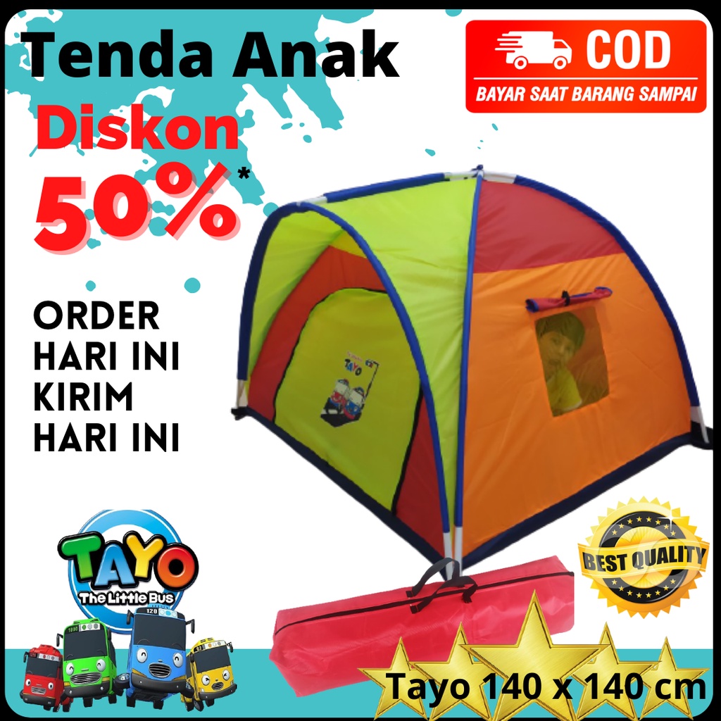 TENDA ANAK KARAKTER TAYO UKURAN 140X140 CM _ TENDA MAINAN ANAK MURAH _ KEMAH KEMAHAN