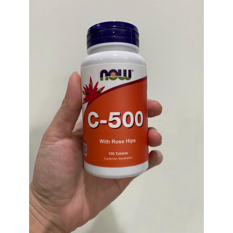 Now Foods Vitamin C Vit C 500 mg C-500 With Rose Hips BPOM 100 Tablets