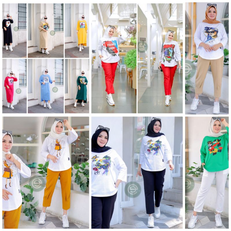 READYORY NEW EVT.CO..MIDIDRESS KARAKTER KAOS COMBED OVERSIZE+ZETTA ONESET(CELANA+KAOS OVERSIZE)SERIE