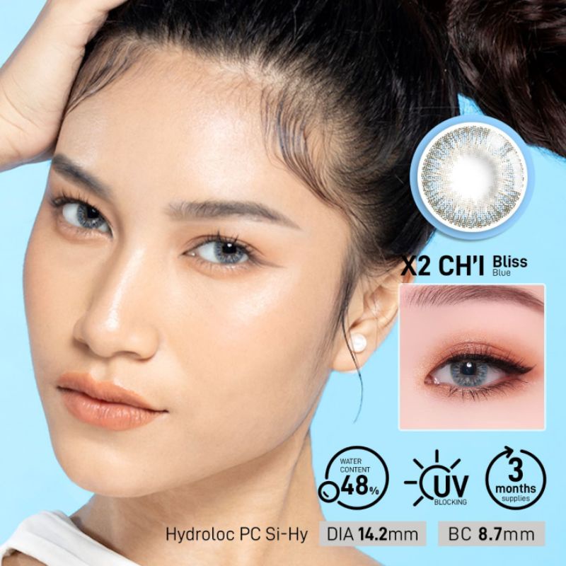 Softlens warna biru blue silicone Hydrogel X2 Chi (Bliss)