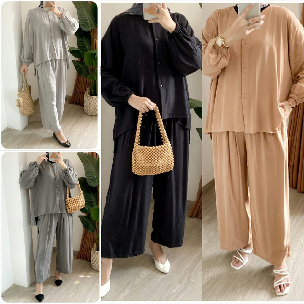 TERBARU POLPI SET KASUAL WANITA POLOS JUMBO ALL SIZE BUSUI FRIENDLY KATUN RAYON PREMIUM ORIGINAL BY 