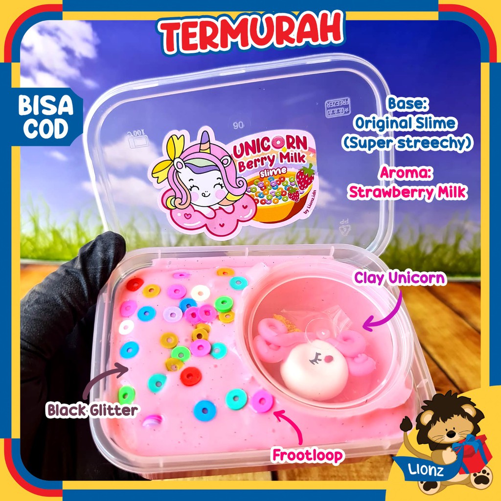 slime UNICORN BERRY MILK base original slime by lionz.idn