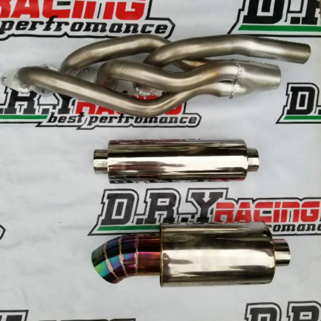 Knalpot js racing pelangi+resonator saja...suara gahar agya ayla mobilio jazz dll