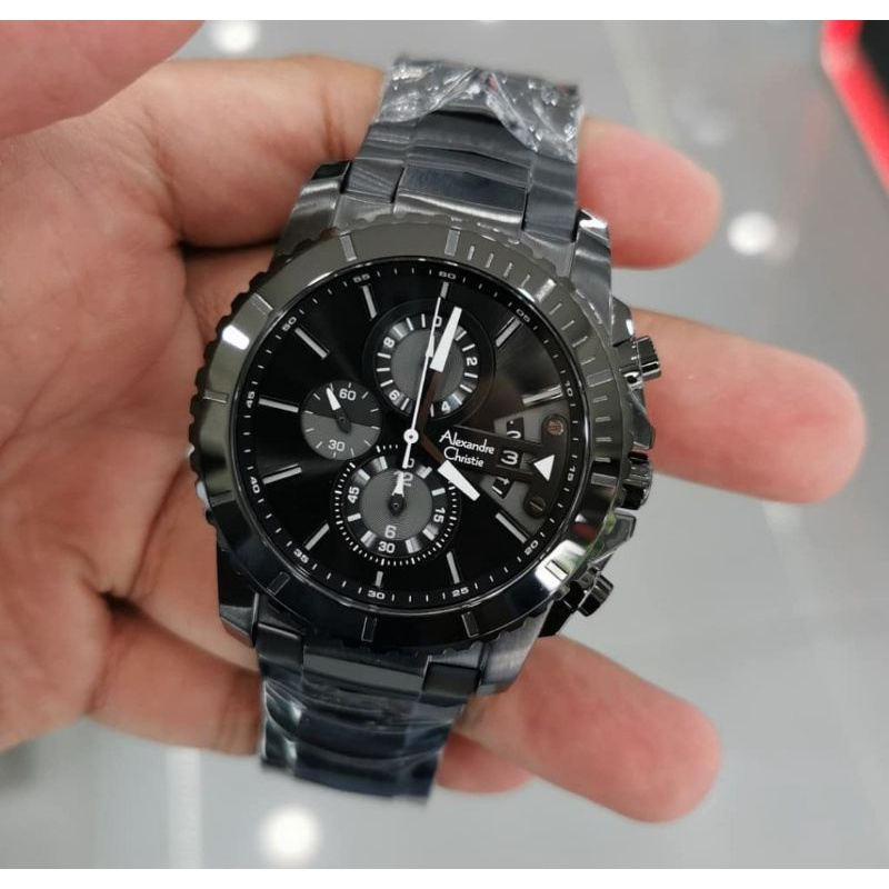 JAM TANGA PRIA ORIGINAL ALEXANDRE CHRISTIE AC 6455 -BLACK #AC6455