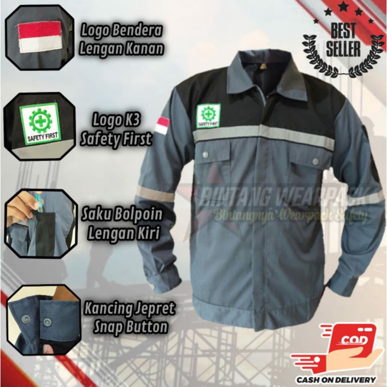 BAJU WEARPACK/BAJU TAMBANG/KEMEJA KERJA SAFETY/WEARPACK KEREN PRIA/WEARPACK SAFETY K3/BAJU PROYEK/KE