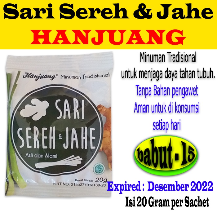 

Sari Sereh dan Jahe HANJUANG Kemasan Sachet @20Gr Minuman Tradisional Bubuk Instan Sehat