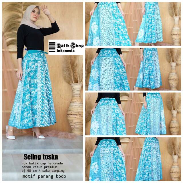 Rok Cap Seling Toska Batik Bawahan Kebaya Tosca Warna Soft Klok Payung Lebar Klasik Handmade