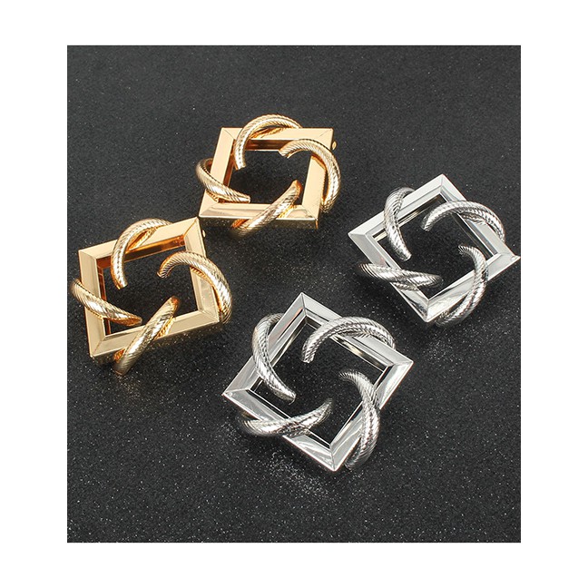 LRC Anting Tusuk Fashion Geometric Alloy Hollow Earrings K44431