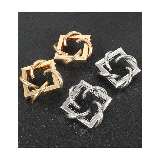 LRC Anting Tusuk Fashion Geometric Alloy Hollow Earrings K44431