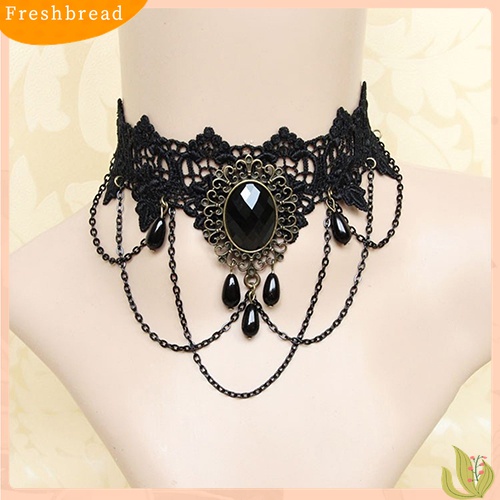 [TERLARIS]Women Retro Gothic Black Chokers Lace Hollow Chain Collar Fashion Necklace