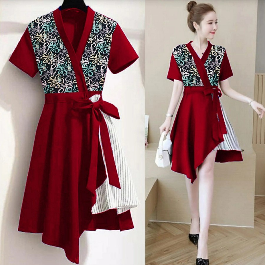 Baju Dress Wanita Remaja Trendy Modis Kekinian Pesta Natal Natalan Terbaru 2022 Baju Pesta Natal Cas