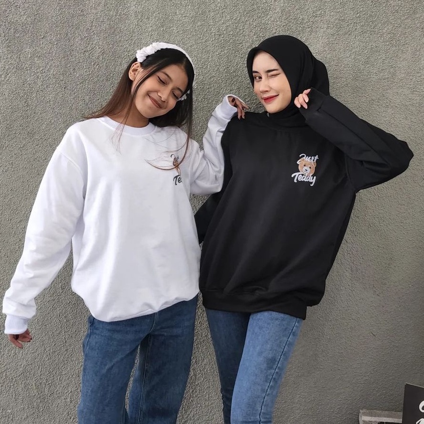 Sweater Crewneck Just Relax Tedddyy Bearrr Pakaian Basic Lucuu