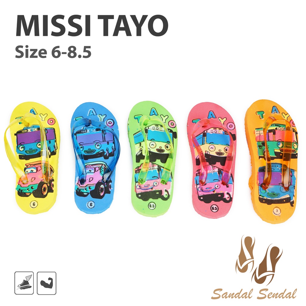 Sandal Jepit anak Missi TAYO Size 6 - 8.5