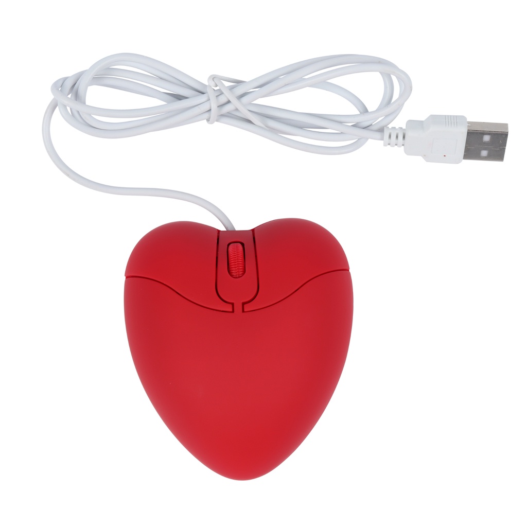 Cute Love Heart Shape Wired Mouse Portable Mini Mice Kartun Mouse Untuk PC Laptop