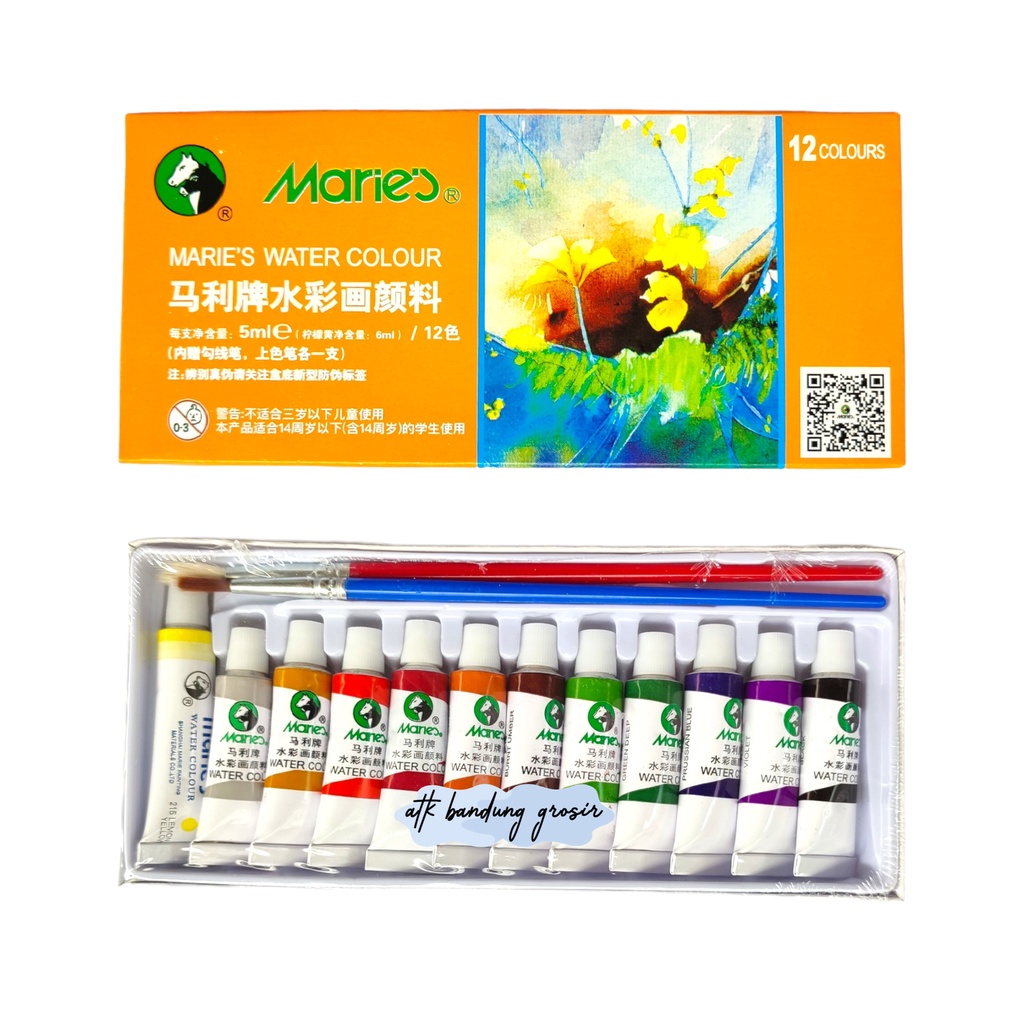 

Maries Water Colour E1325 - 12 Warna / Maries Cat Air 12 Warna 5 ML – Set
