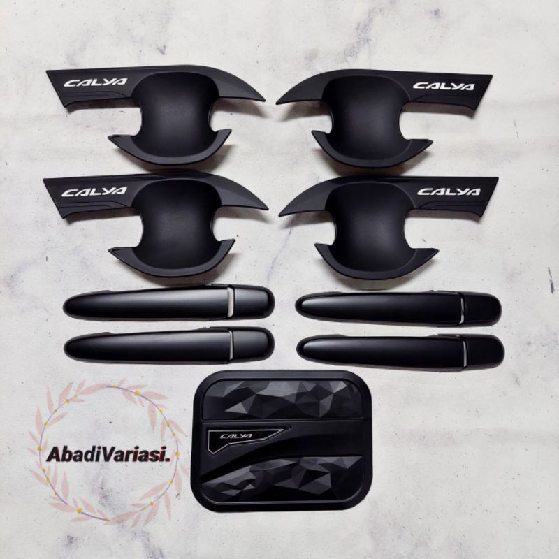 Paket Outer Handle Tank Cover Mobil Calya Hitam List Putih