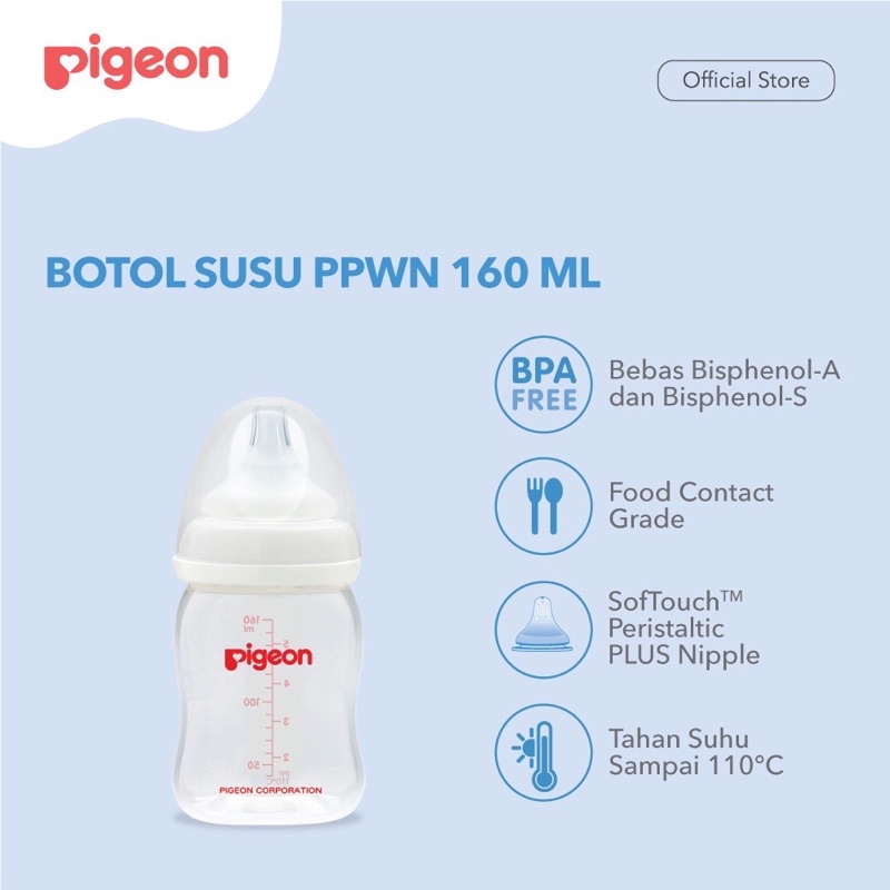 PIGEON Baby Botol Susu Bayi Soft Touch Peristaltic Plus PP Wide Neck | 0+ Bulan | 160ml 240ml |