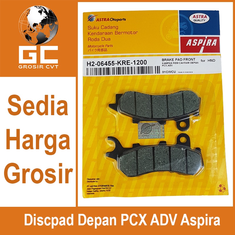 Aspira Kampas Rem Discpad Depan Honda PCX ADV 150 155 160 H2-06455-KRE-1200