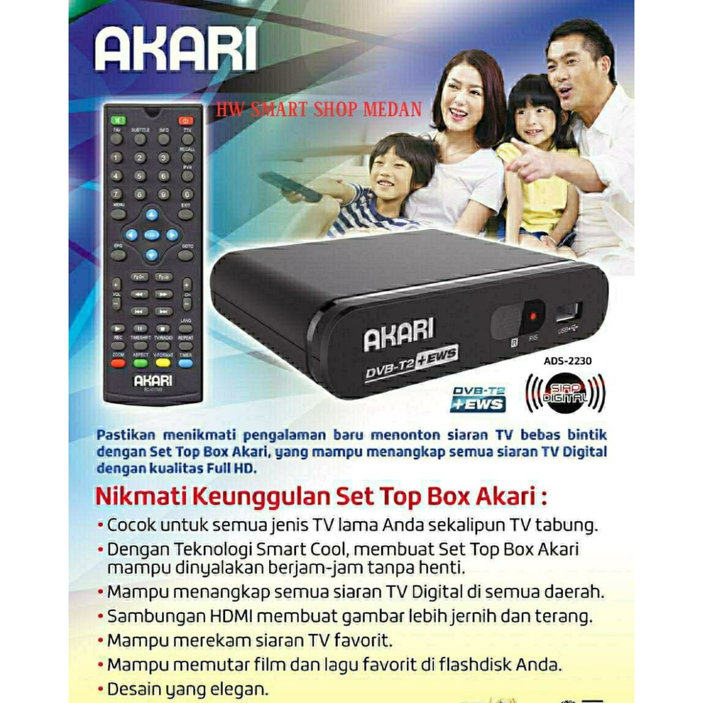 STB Akari Set Top Box TV Digital TV Receiver STB DVB-T2 2230 / 525