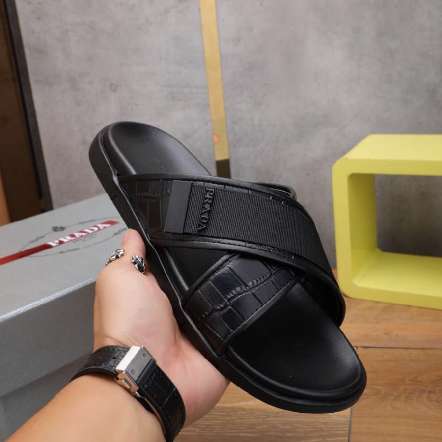 sandal pria slide sendal cowok pr4d4 top branded p1shoes slippers men