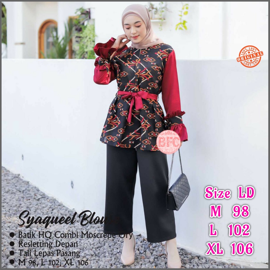 tey-17 Batik wanita ASJ SA HRB026 Kenongo Kemeja Tosca Pendek-SYAQUEL MAROON