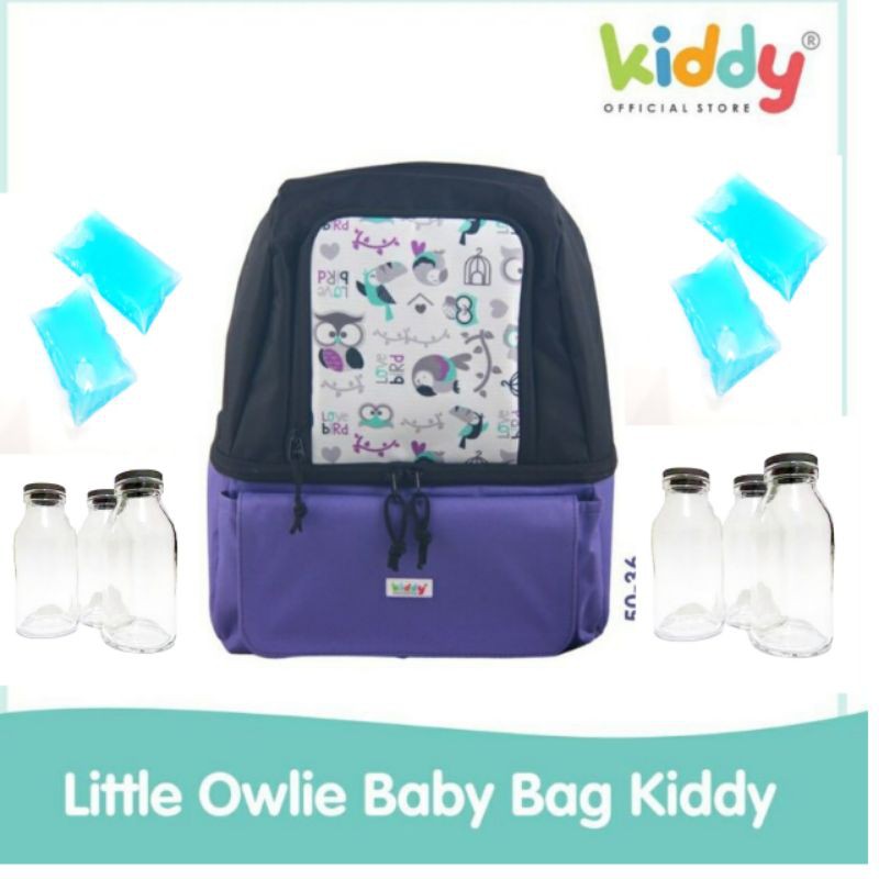 Kiddy Little Owlie Multifunction Bag / diaper dan cooler bag -5036 / PAKET BOTOL DAN ICE GEL S1