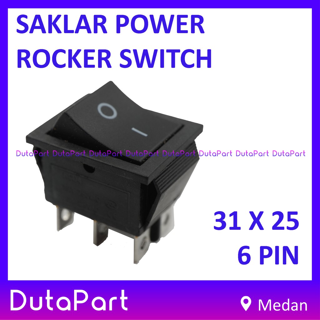 Saklar Power Rocker Switch ON OFF 35mm x 21mm 6 PIN Kaki 16A 250VAC