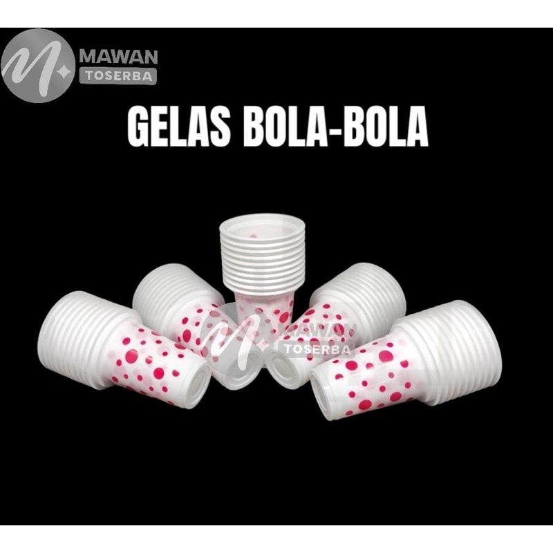 Gelas Plastik cup bola-bola / gelas plastik polkadot bola putih