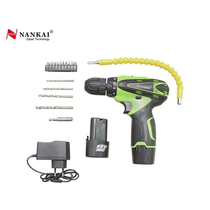 NANKAI Cordless Drill 10mm Mesin Bor Baterai Cas 10mm Full Asesoris