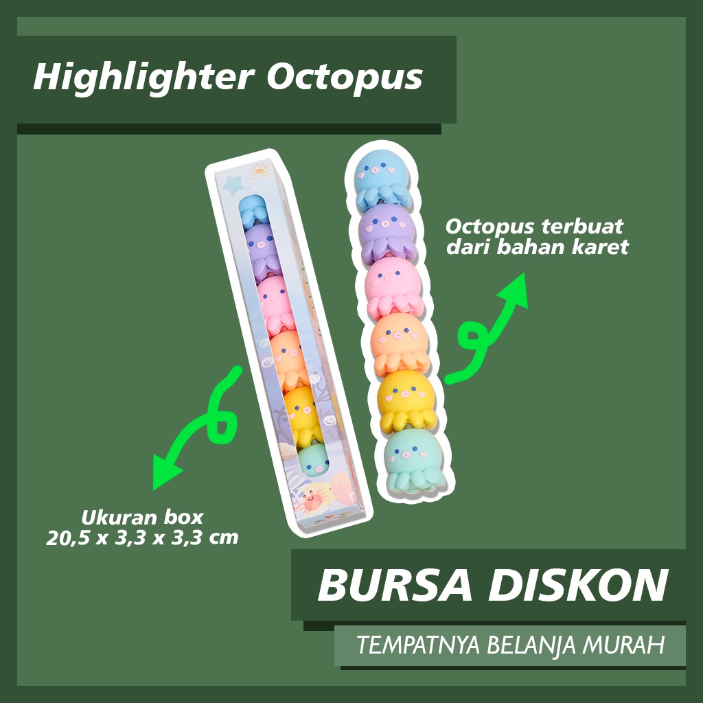 

Highlighter Gurita Tumpuk Octopus Teks Lighter Alat Tulis Spidol Karakter 3D Teks Liner