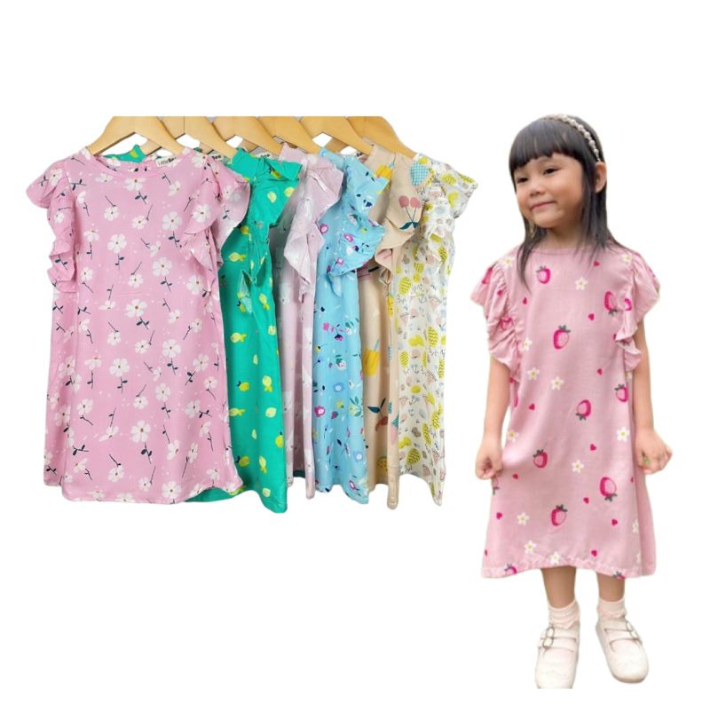 Dress Anak Dora Bahan Rayon adem Size 1-5 Tahun