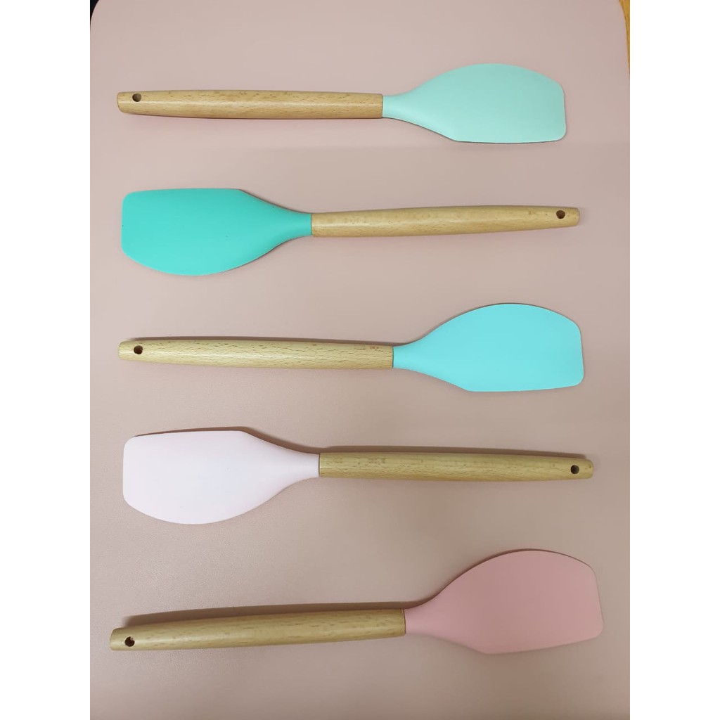 Spatula Wood Handle Silicone Sutil Silikon Gagang Kayu