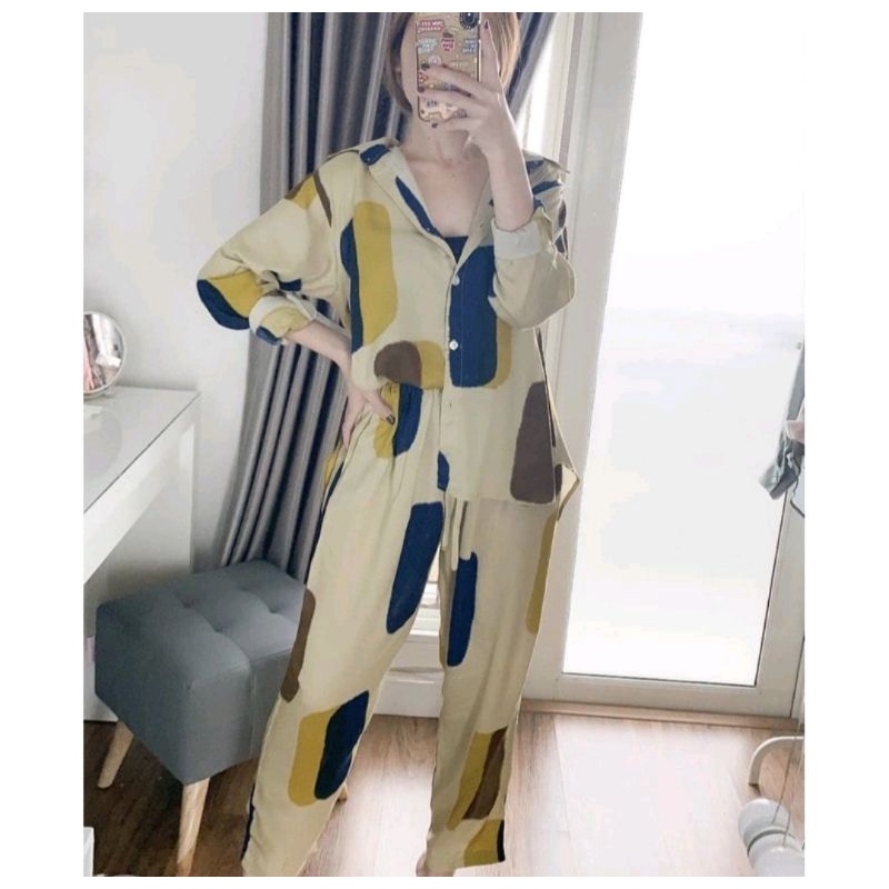 ERDE SET / ONE SET JUMBO XXL - STANDART XL  / YOSIE SET ONESET MOTIF ABSTRAK DAILY SET HOMEWEAR HOMEY SETELAN WANITA MOTIF TIE DYE   ONE SET RAYON-8