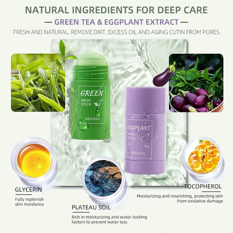 MEIDIAN Green Tea dan Eggplant Mask Stick Masker Wajah Komedo Skincare Stik Acne Jerawat 100% Origin