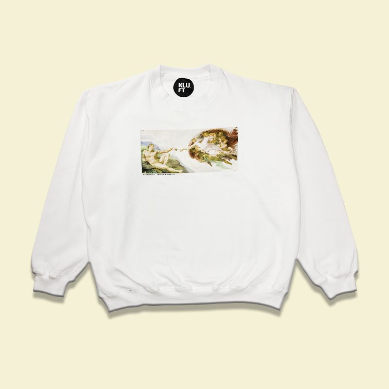 La peinture Sweater White "The Creation of Adam"